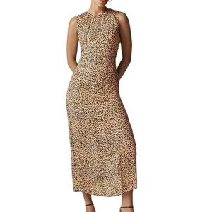 J. CREW NWT Gathered Sheath Maxi Dress in Leopard Chiffon Size 4